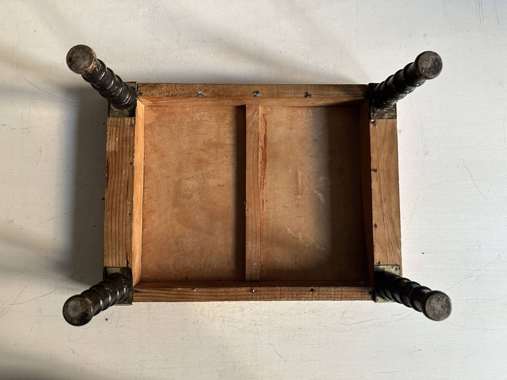 Antique Napoleon III footstool in turned blackened wood – 19th century