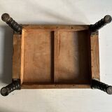 Antique Napoleon III footstool in turned blackened wood – 19th century