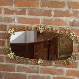 1950s oval brass mirror - 38x69cm