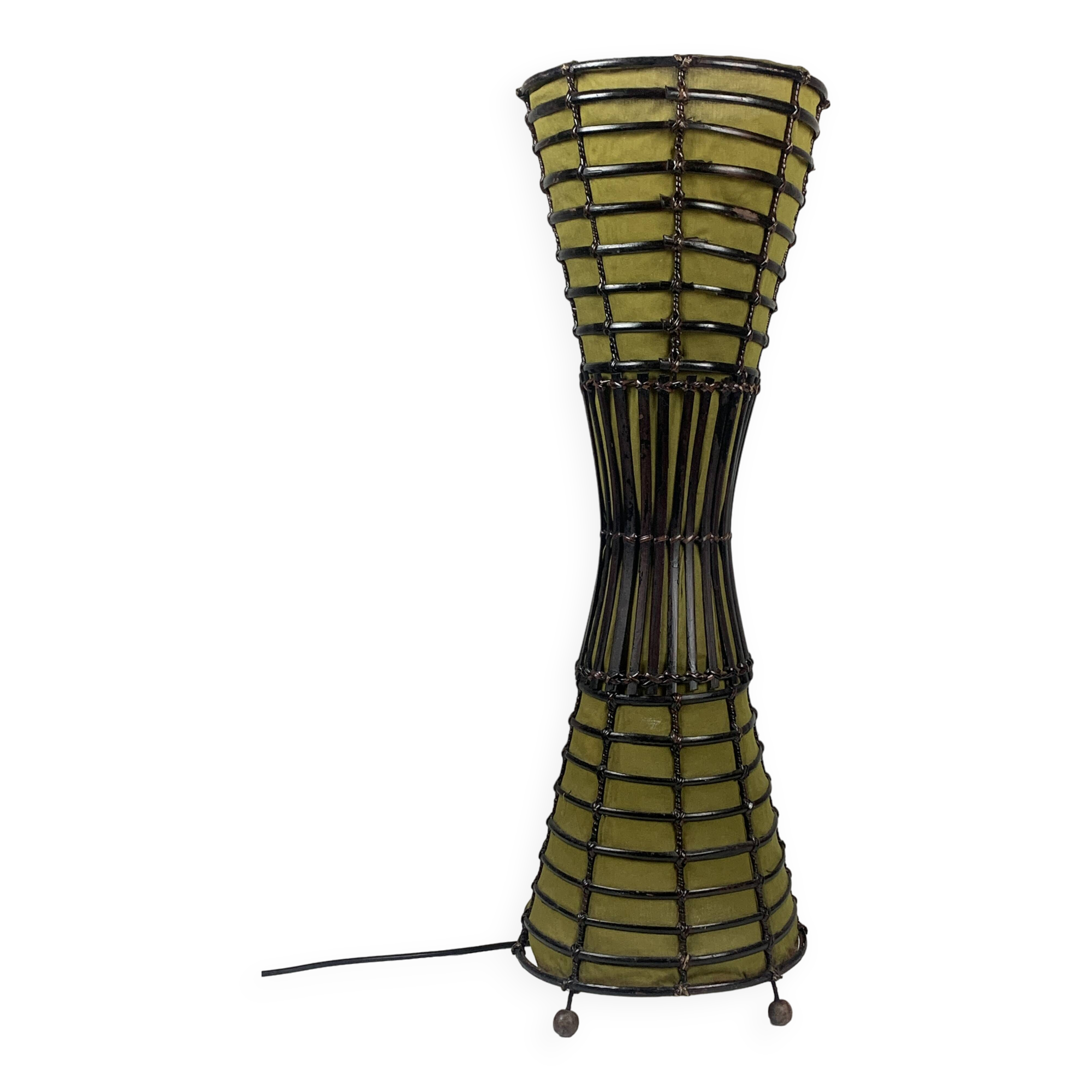 Bamboo and fabric floor lamp