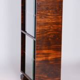 Restored Art Deco Bookcase, by Oldřich Liška, Macassar, Glass, Czech, 1930s