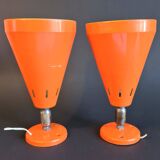 Authentic Pair of Seventies Orange wall lights from the "MBLE" brand.