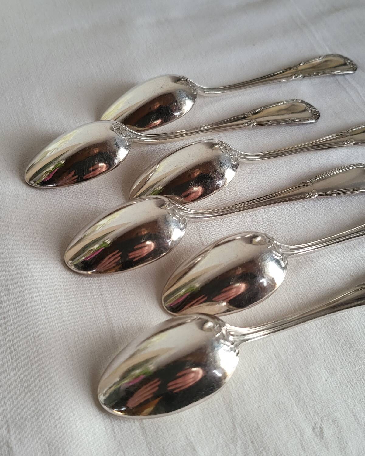 6 Small Silver-Plated Metal Spoons Boulenger Dessert Cutlery