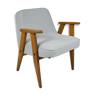 Vintage armchair model 366, fully renovated, designed by J. Chierowski, blue-grey fabric, teak wood
