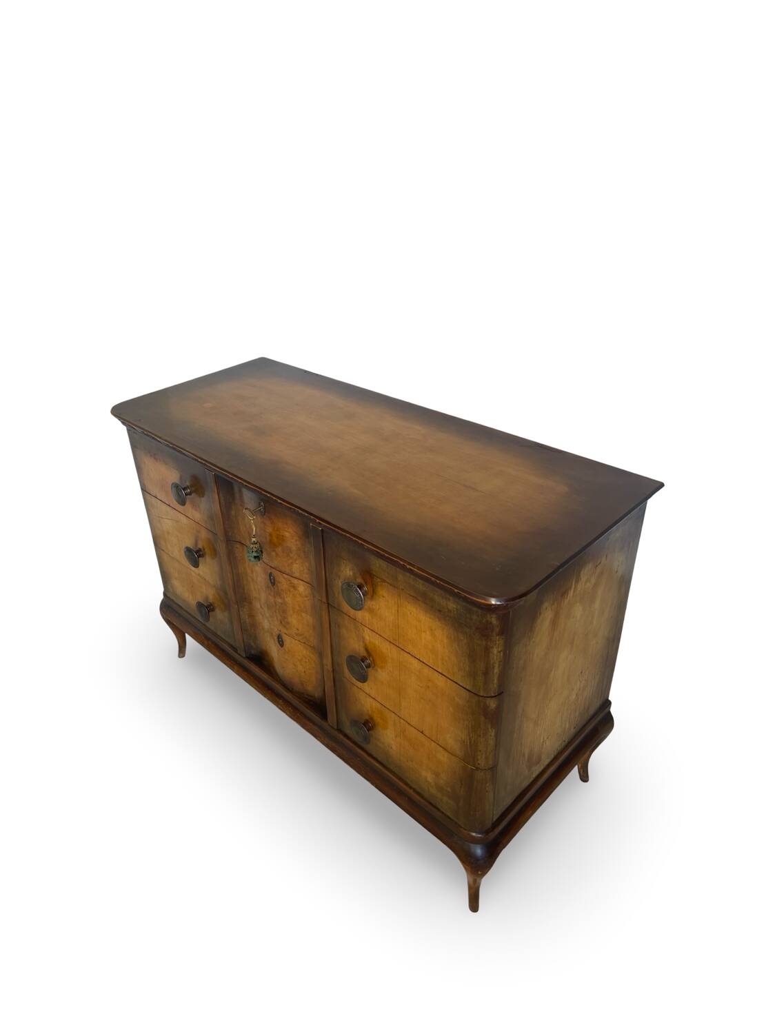 Commode italienne en placage et bois massif de noyer, années 1940-1950
