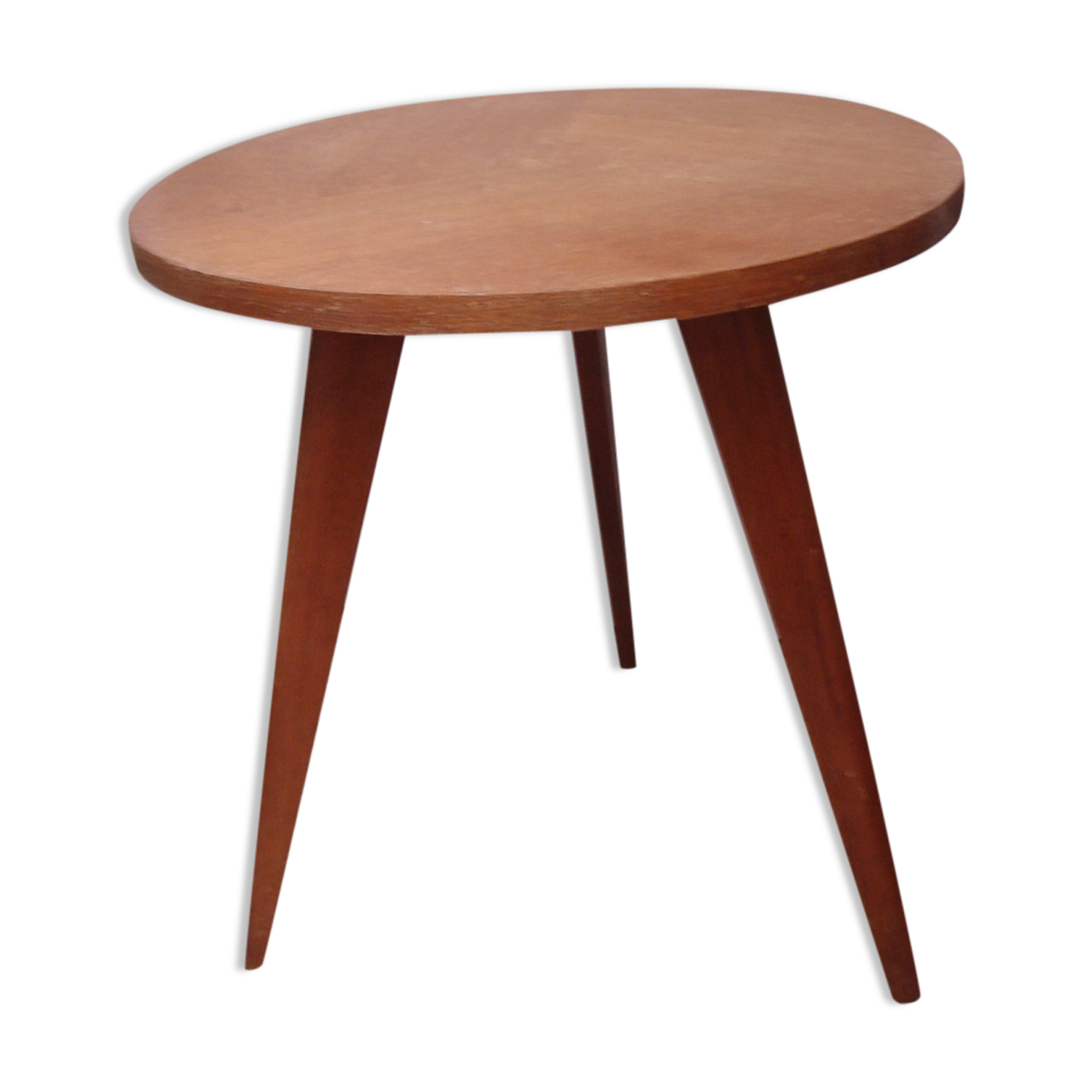 Round table in light oak with scandinavian tripod foot of 1960