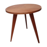Table ronde en chêne clair avec pied tripode scandinave de 1960
