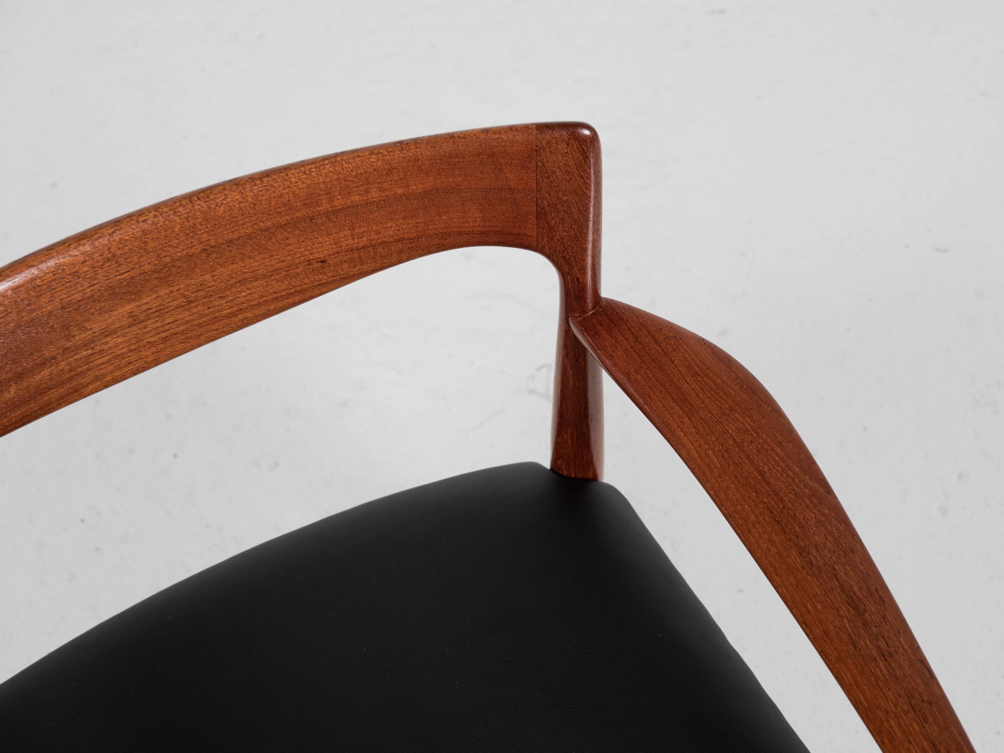 Midcentury Danish chair with armrests in teak and new skai by Arne Vodder for Vamo 1960s
