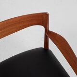 Midcentury Danish chair with armrests in teak and new skai by Arne Vodder for Vamo 1960s