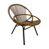 Fauteuil en rotin vintage par Dirk van Sliedregt Rohe Noordwolde 1960 des Pays-Bas