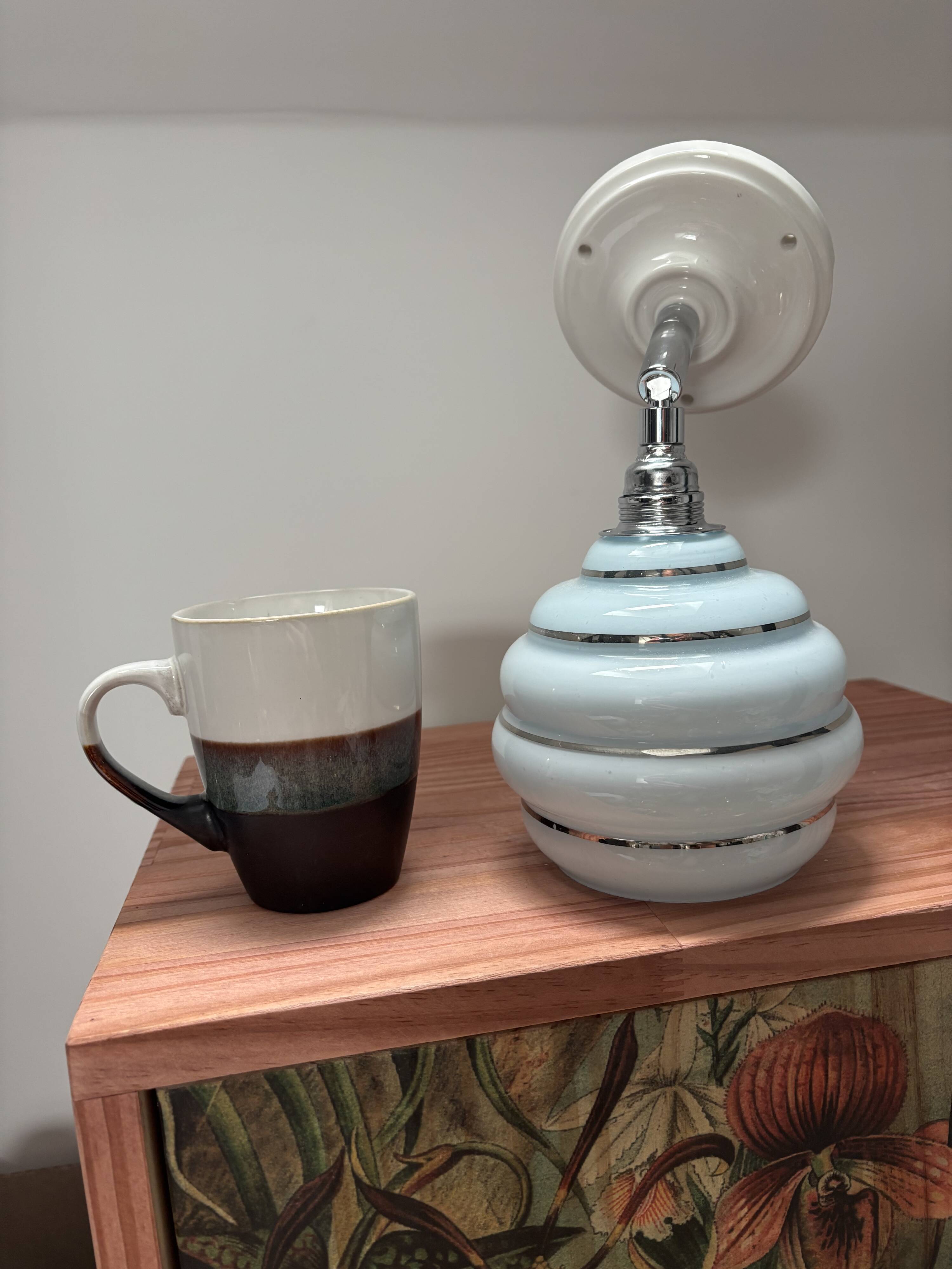 Blue and silver wall light