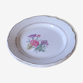 3 Vintage flower plates by Digoin & Sarreguemines