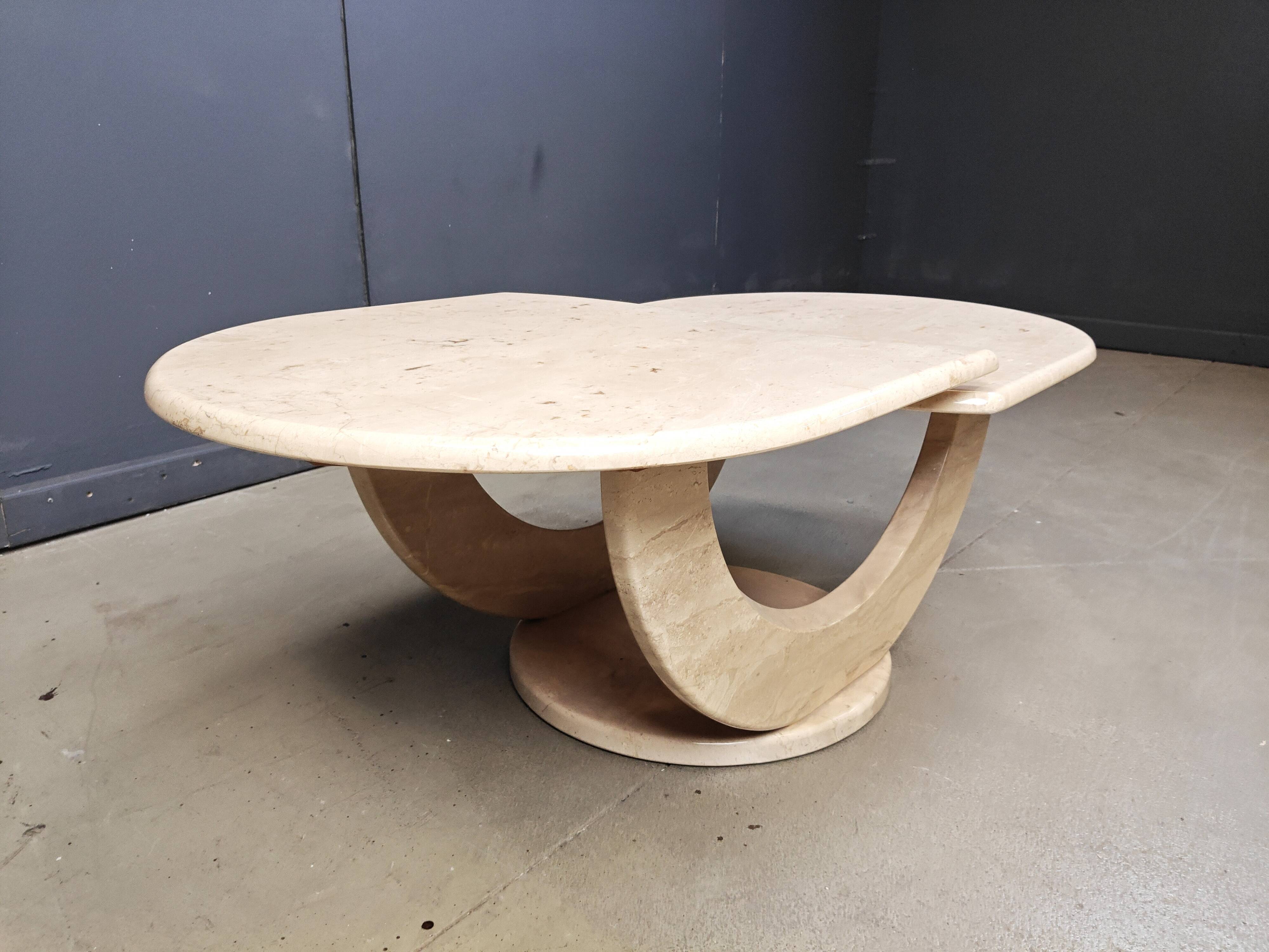 Vintage two tier travertine coffee table, 1970s