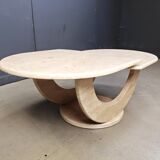 Vintage two tier travertine coffee table, 1970s