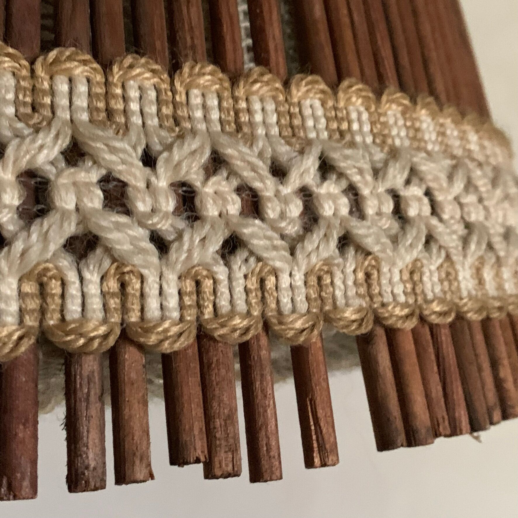 Vintage wool and rattan pendant lamp