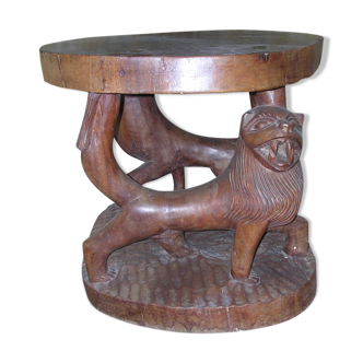 African iron wood carving table