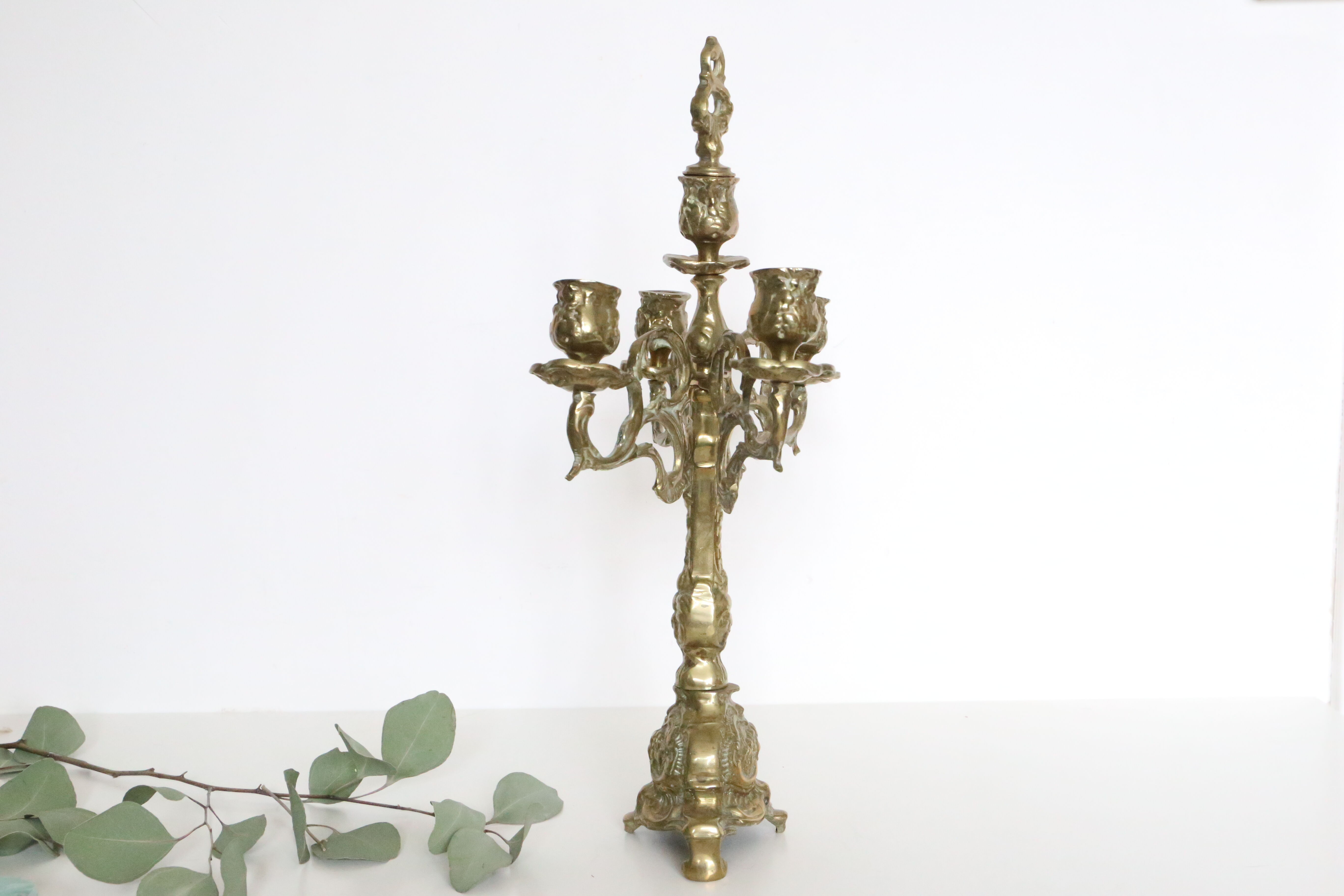 Candelabra and its smother, 5 lights, bronze