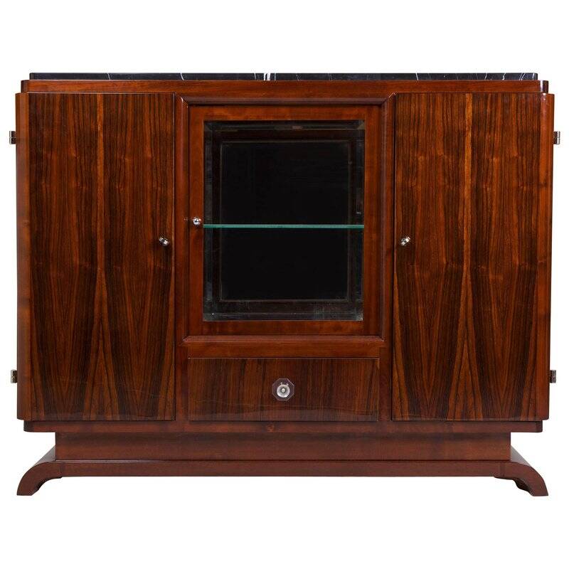 Vintage Art Deco French Sideboard with Marble Desk, 1930s