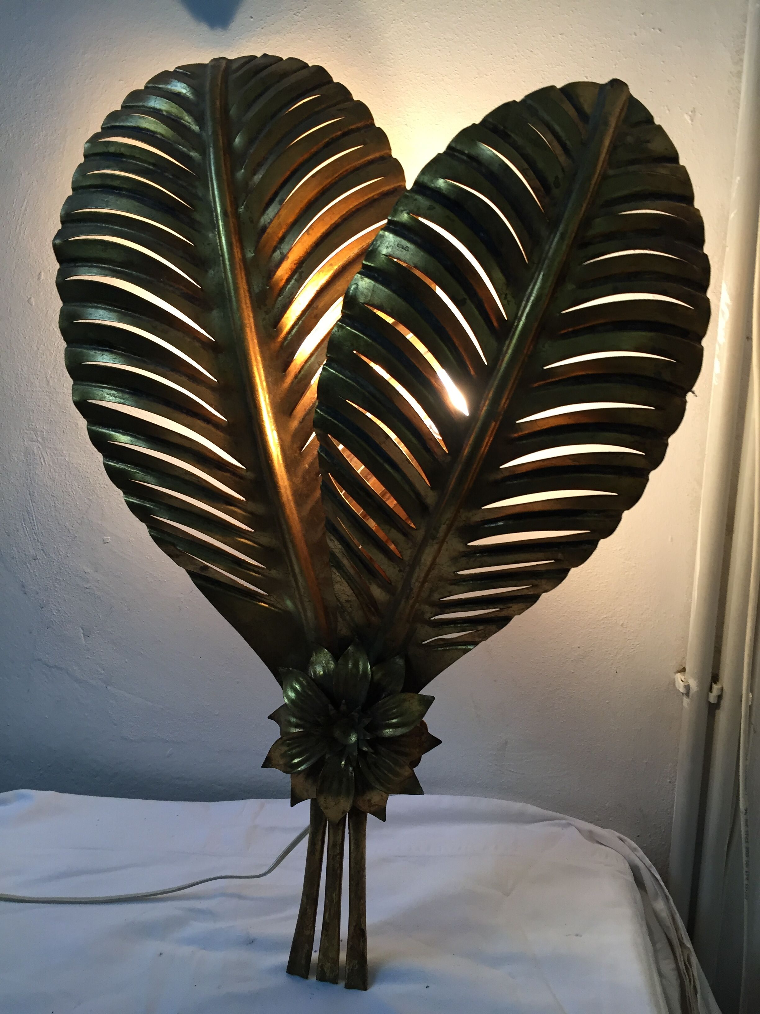 Wall light gold leaves, 70s