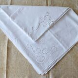 nappe ancienne rectangulaire blanche broderie richelieu