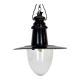 Lampe à suspension industrielle allemande en émail noir avec couvercle en verre, années 1930