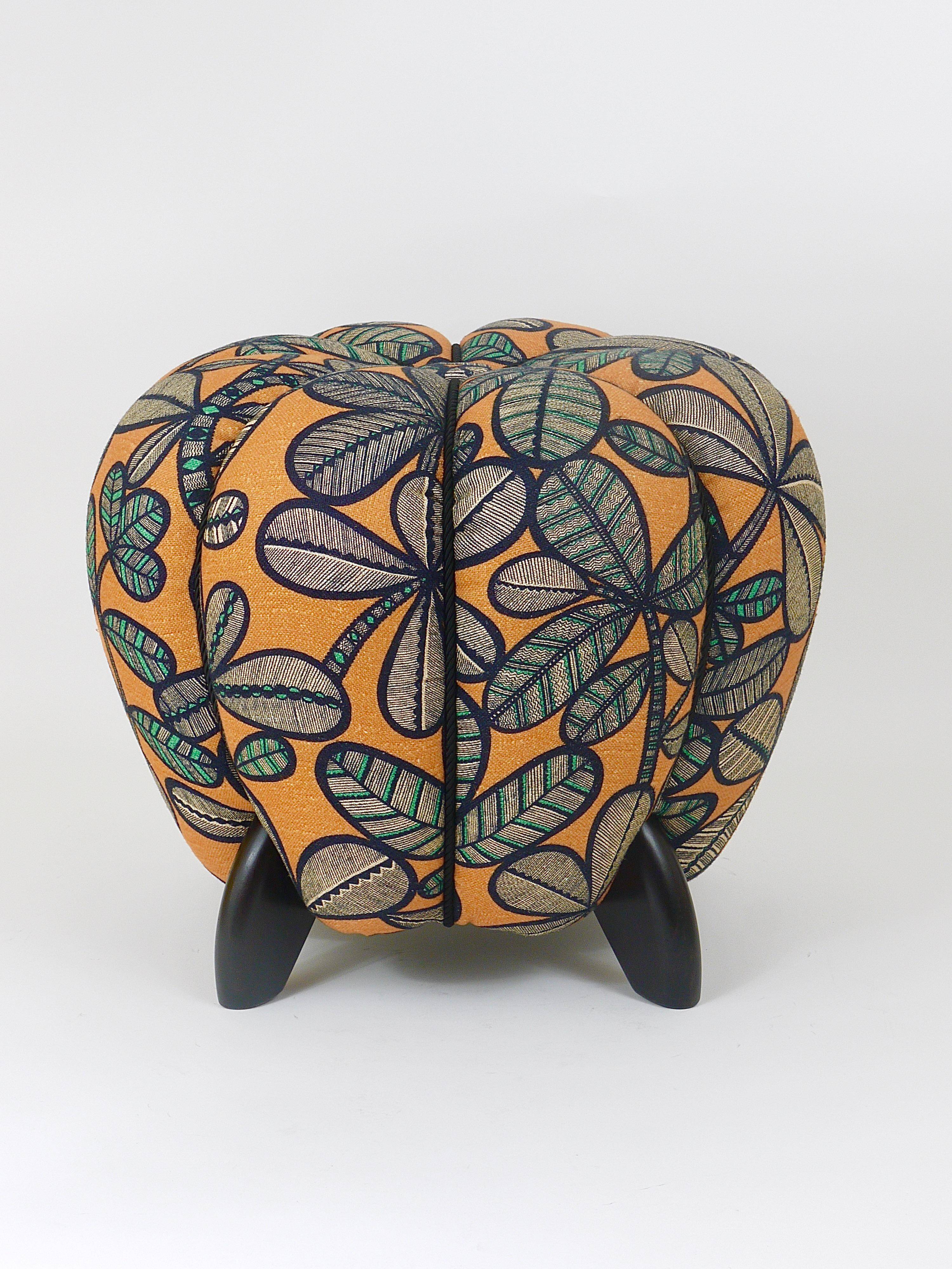 up to 3 Art Deco stools by Jindrich Halabala, leaf pattern, pouf, ottoman, 1930s