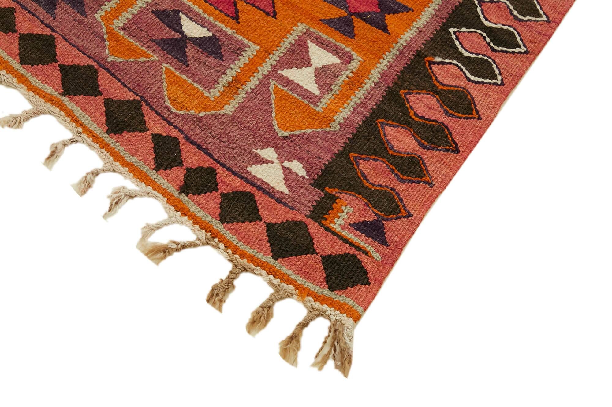 Turkish Handwoven Vintage Herki Kilim 90 cm x 307 cm