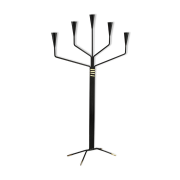 Floor Standing Candelabra with Black & Brass Details – by Gunnar Ander for Ystad-Metall – Sweden, 1960s