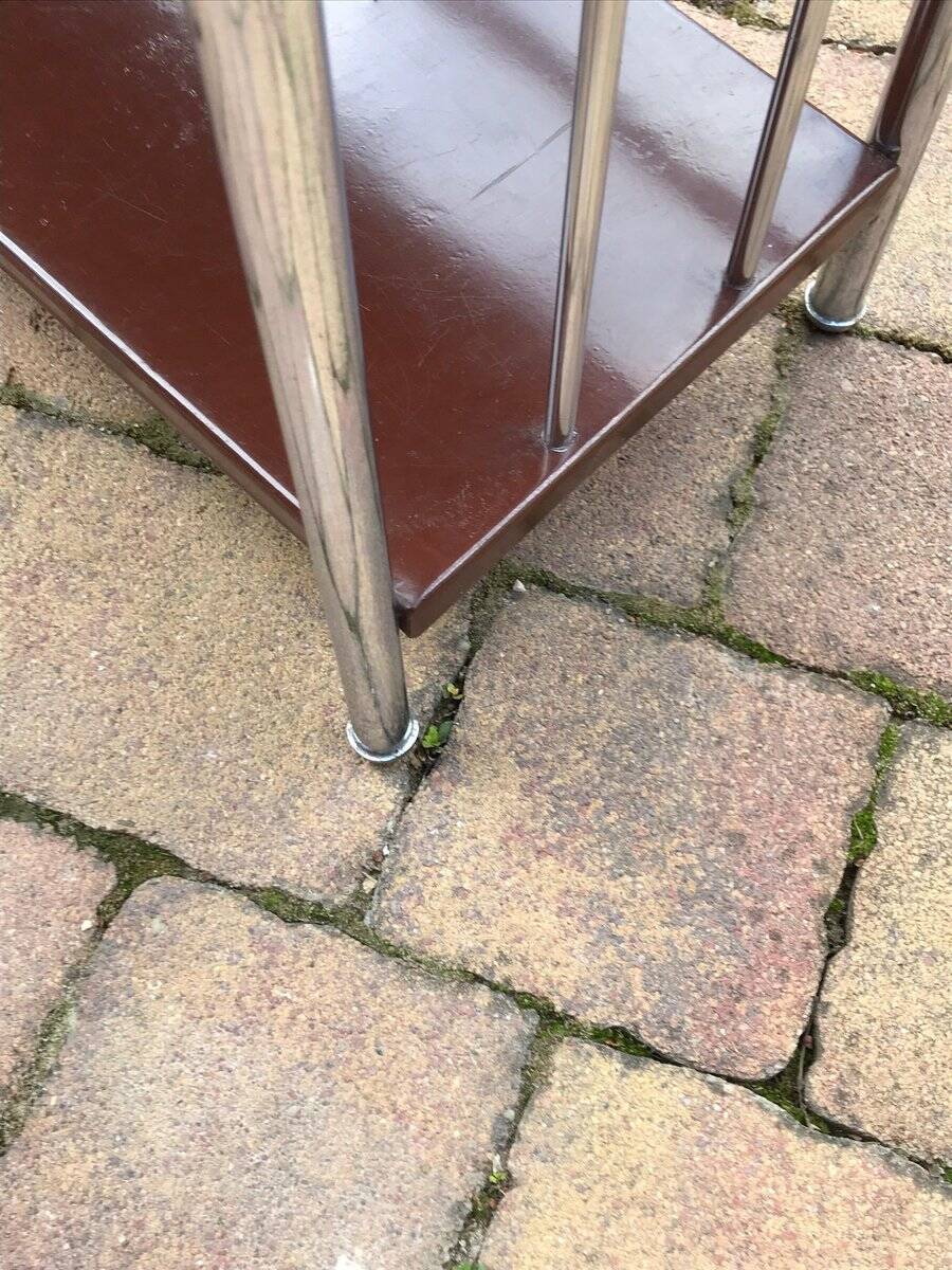 Brown metal Bauhaus industrial bookshelf, 4 shelves, 1920s Czech Republic