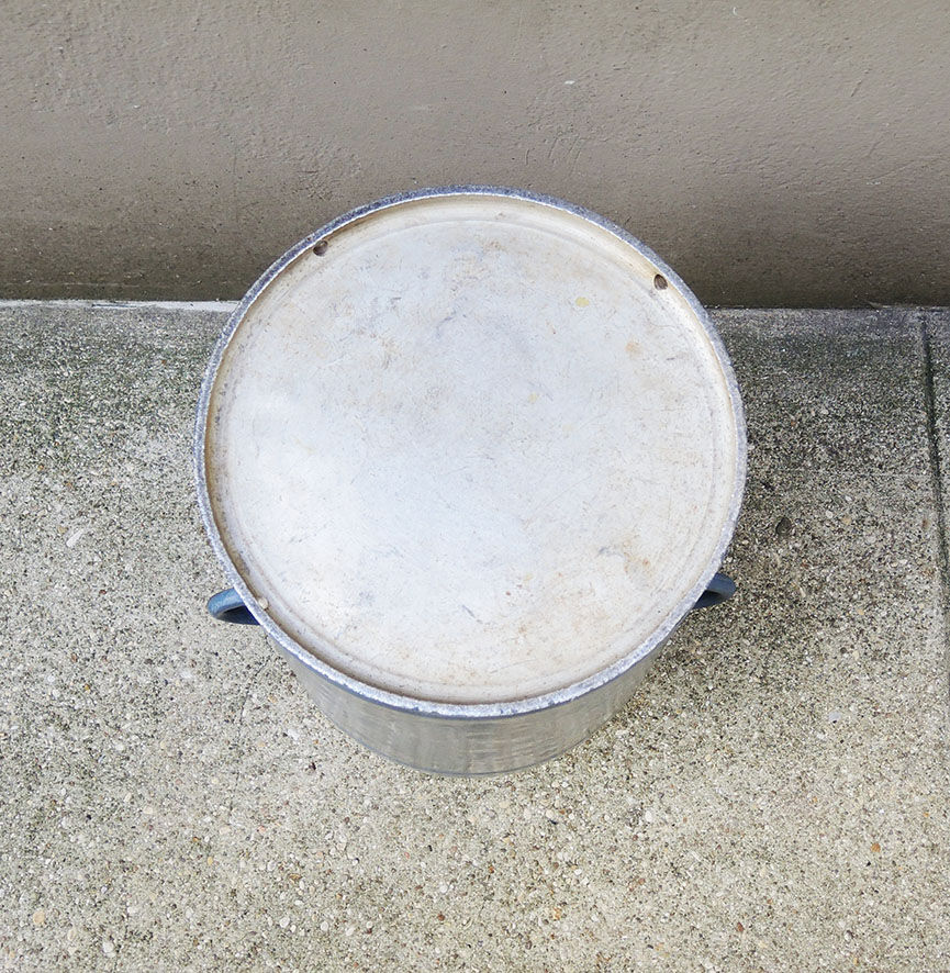 Old broc pot hand painted metal milk can