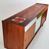 Tricolor sideboard with retro tile insert, circa 1960
