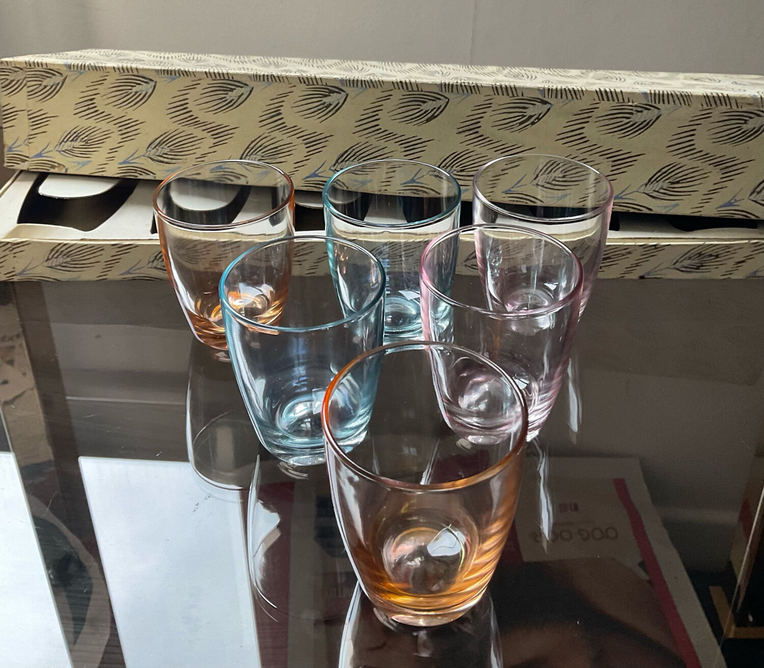 Series of 6 vintage glasses from the 70s