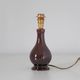 Recycled vintage lamp — brown ceramic base, terracotta gingham shade