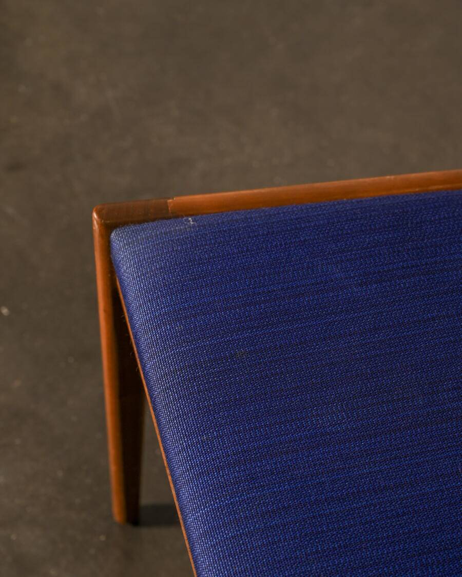 Paire de chaises Lübke vintage en bois et tissu bleu