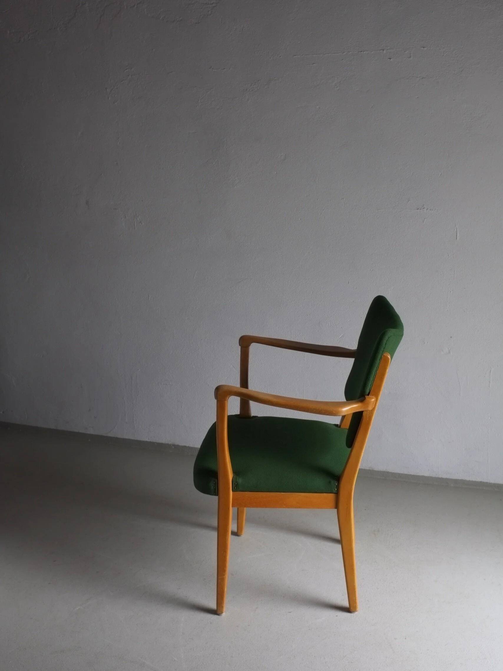 Green beechwood armchair | Nordiska Kompaniet | Sweden | 1940s