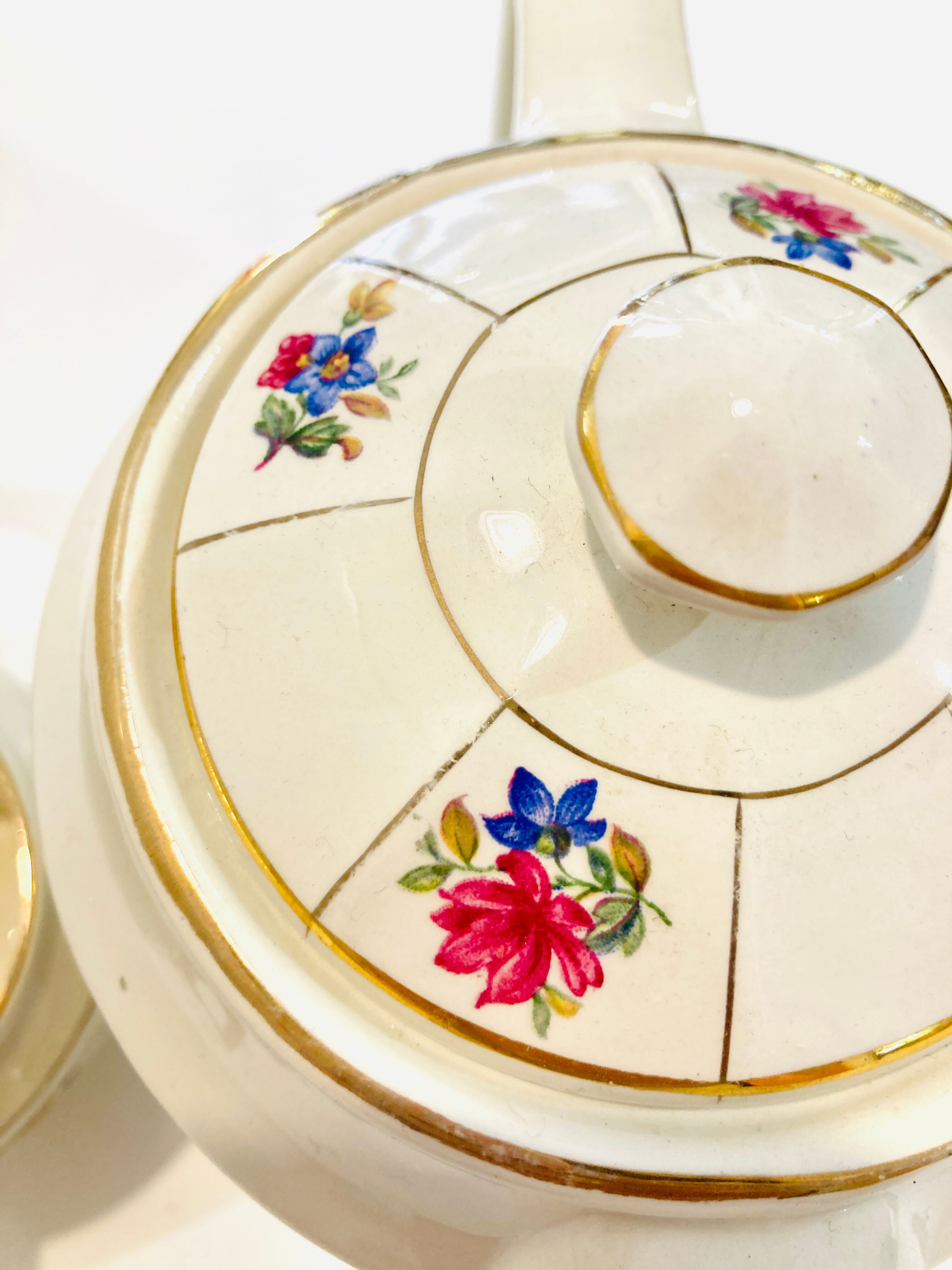 Teapot coffee maker & milk jar Sarreguemines france