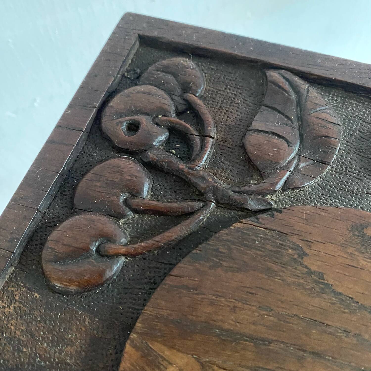 Cherry carved wooden stool