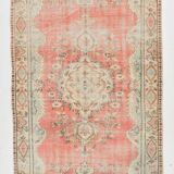 5x8 Turkish Pale Red & Cream Vintage Rug, 147x243Cm