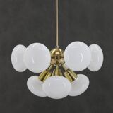 1970s Brass 9-Flamming Chandelier by Sputnik , Czechoslovakia