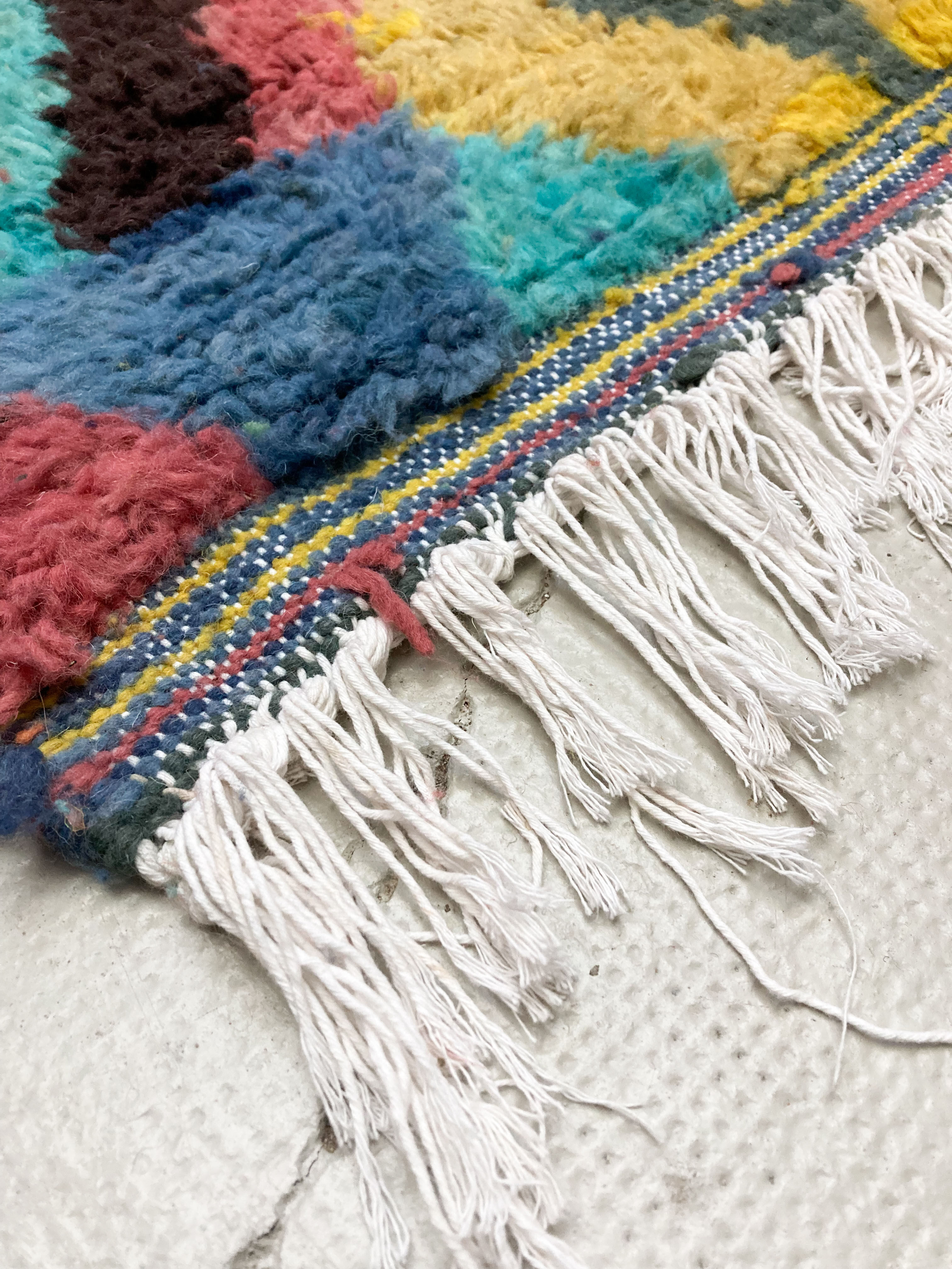 Moroccan Berber rug Boujaad with multicolored patterns 242x143cm