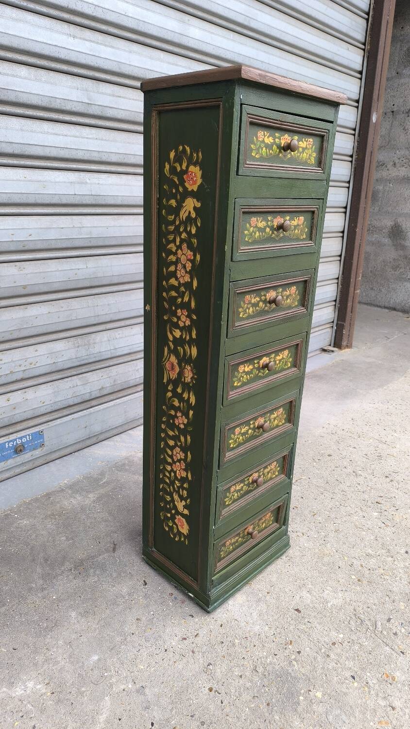 Hand-painted beechwood chest of drawers, 1950s