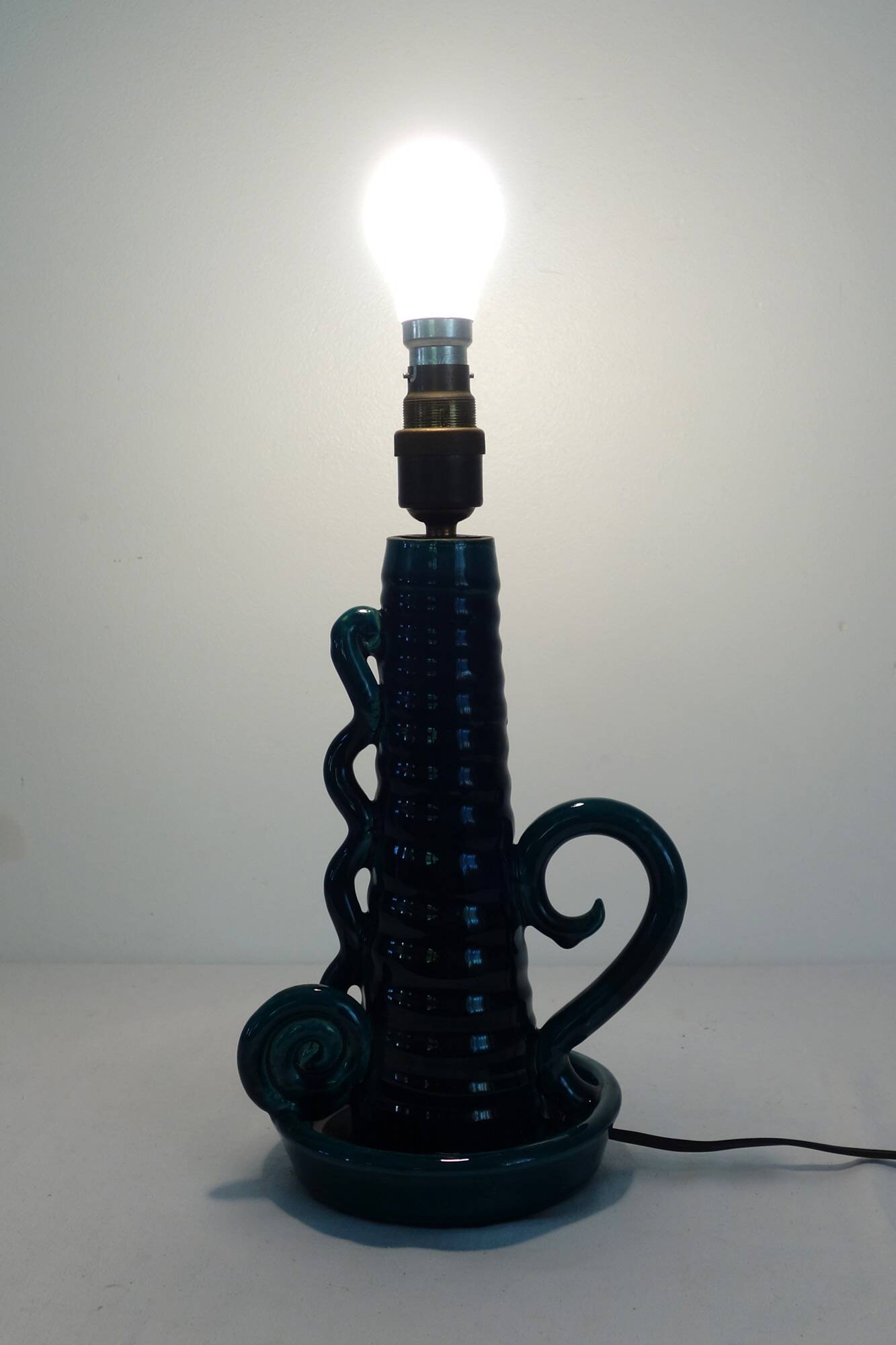 Accolay vintage green enamel candle holder lamp bases