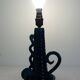 Pieds de lampe bougeoir émaillé vert Accolay vintage