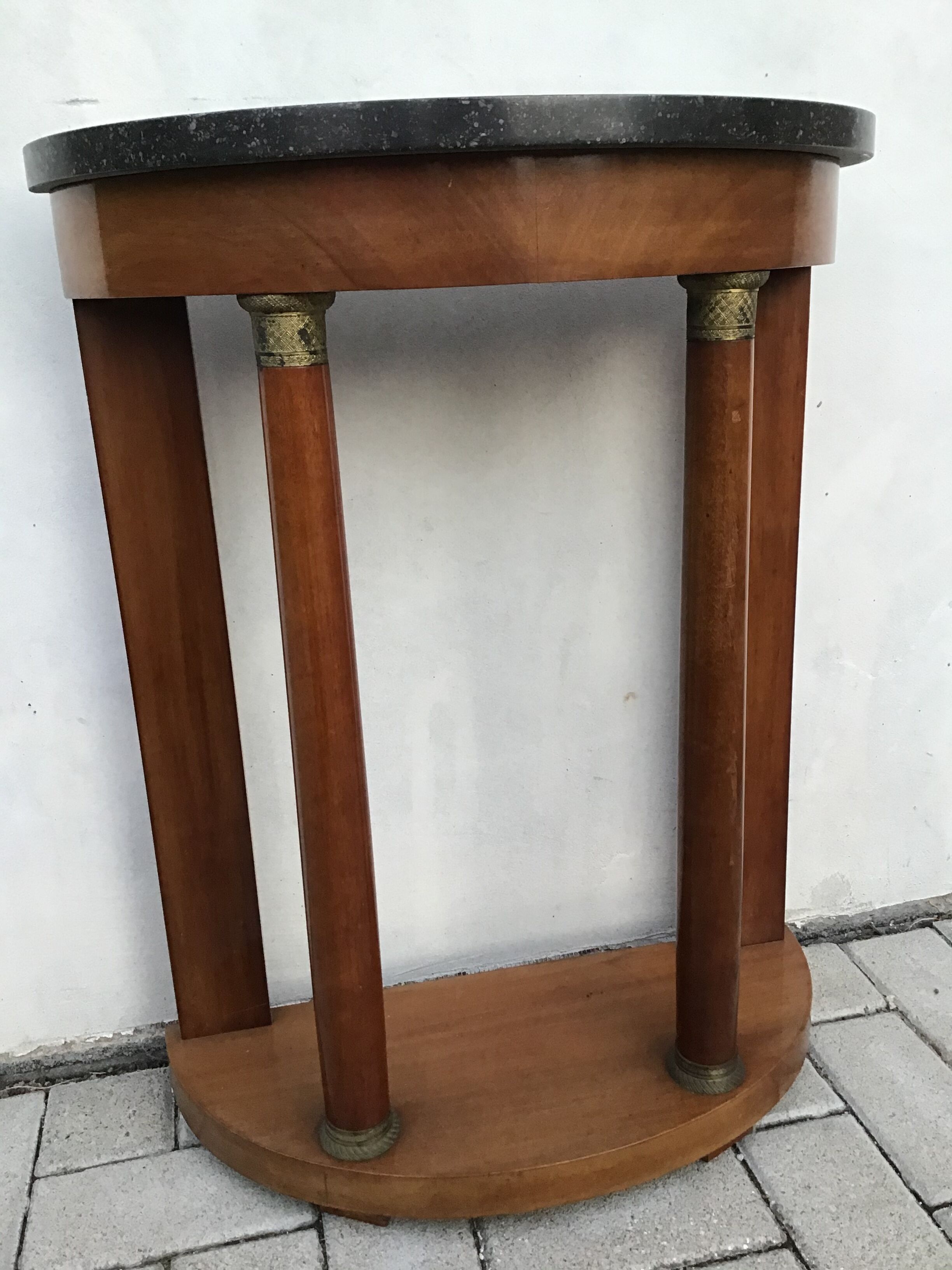 Small half-moon console empire vintage mahogany 1950