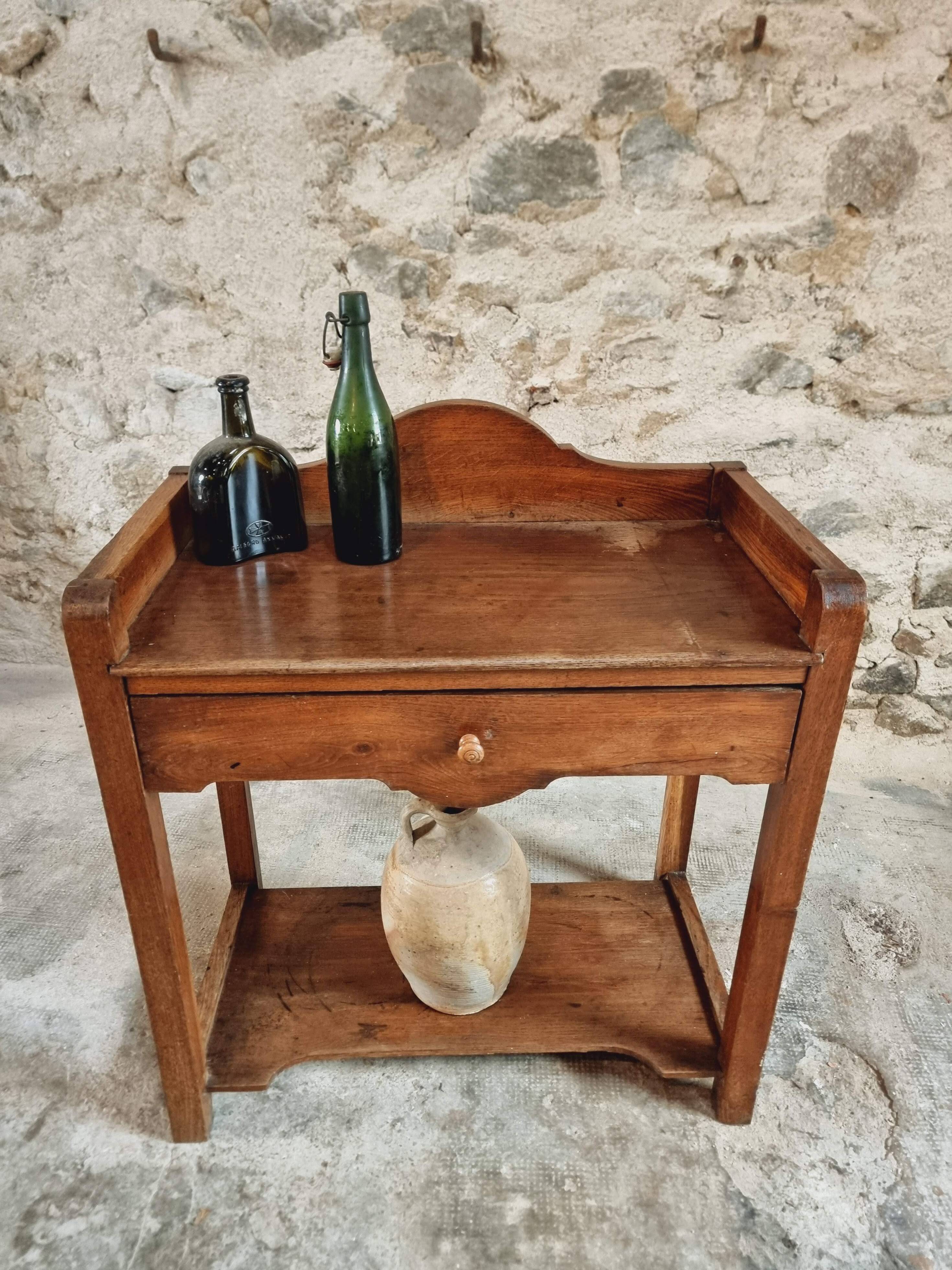 Antique Oak Washbasin Console – 1900-1920