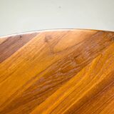 Table à manger ronde en teck danois avec rallonge, années 1970