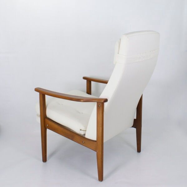 Scandinavian high back armchair from the 1960s adjustable headrest, restored
