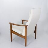 Scandinavian high back armchair from the 1960s adjustable headrest, restored