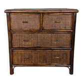 Bamboo and rattan chest of drawers
