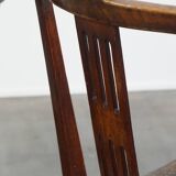 Ensemble de 6 chaises de salle à manger en cuir antiques d'origine néerlandaise